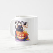 Halloween Vibes – Glowing Pumpkin Cat コーヒーマグカップ (正面左)