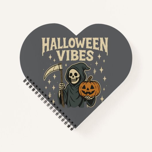 Halloween Vibes Reaper - Gray Spiral ノートブック (正面)