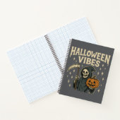 Halloween Vibes Reaper - Gray Spiral Notebook ノートブック (内部)
