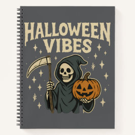 Halloween Vibes Reaper - Gray Spiral Notebook ノートブック