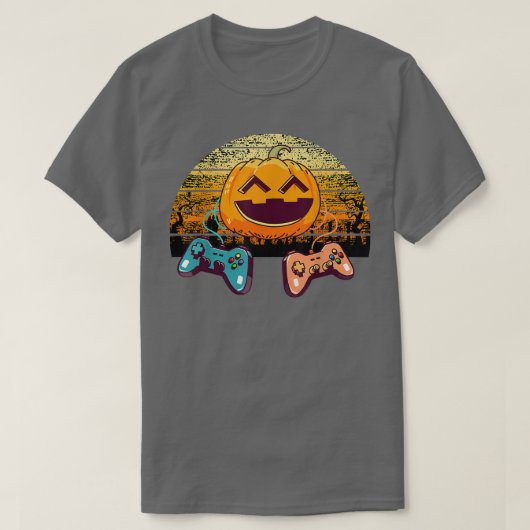 Halloween Video Game Controller Pumpkin Funny Game Tシャツ (デザイン正面)