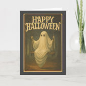 Halloween Vintage Ghost Folded Greeting Card カード (正面)