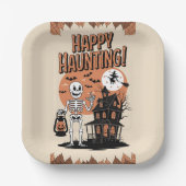 Halloween vintage - Happy Haunting ペーパープレート (正面)