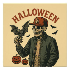 Halloween Vintage - Spooky Skeleton  ポスター