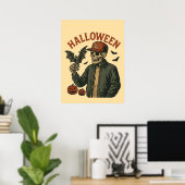 Halloween Vintage - Spooky Skeleton  ポスター (ホームオフィス)