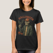 Halloween Vintage - Spooky Skeleton  Tシャツ (正面)
