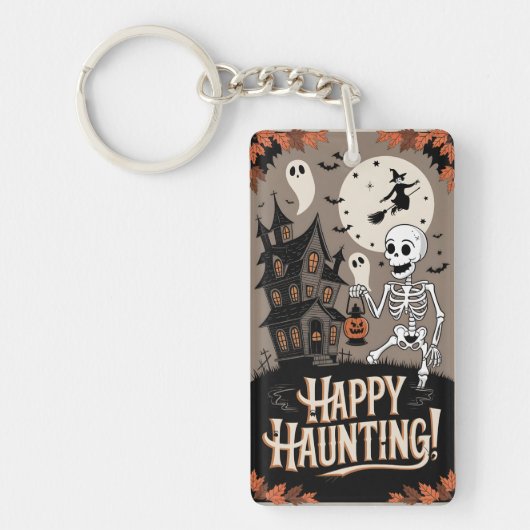 Halloween Vintage squelette et citrouille キーホルダー (正面)