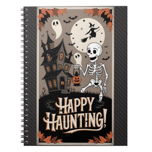 Halloween Vintage squelette et citrouille ノートブック (正面)