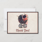 Halloween Vintage Stroller Baby Shower サンキューカード (正面)