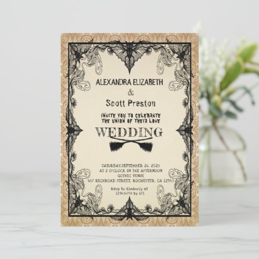 Halloween vintage wedding Invitation 招待状 (スタンド正面)