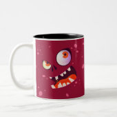 Halloween Wacky Purple Monster Coffee Mug ツートーンマグカップ (左)