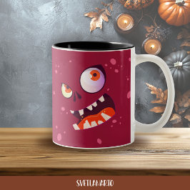Halloween Wacky Purple Monster Coffee Mug ツートーンマグカップ