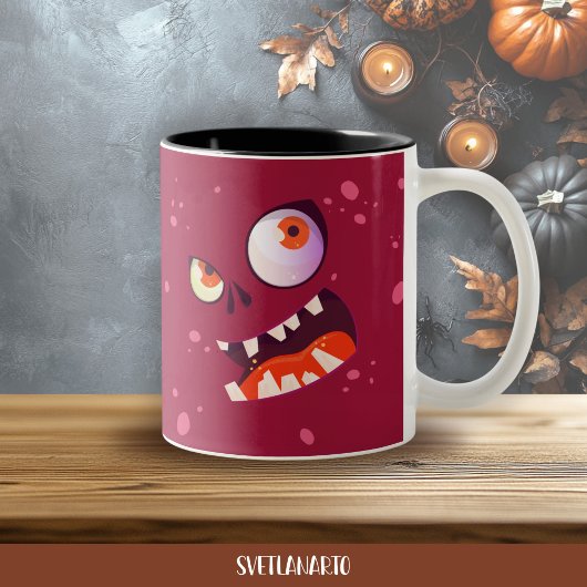 Halloween Wacky Purple Monster Coffee Mug ツートーンマグカップ