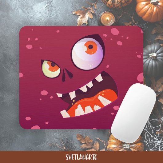 Halloween Wacky Purple Monster Mousepad マウスパッド