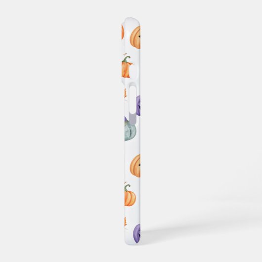 Halloween Watercolor Pumpkin Pattern iPhone 16ケース (左側面)