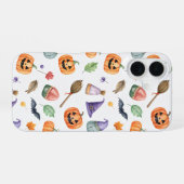 Halloween Watercolor Pumpkin Pattern iPhone 16ケース (裏面横)