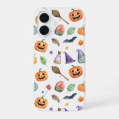 Halloween Watercolor Pumpkin Pattern iPhone 16ケース (裏面)