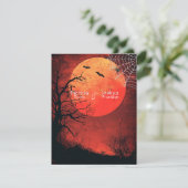 Halloween Wedding Black Spider Bats Full Moon 招待状 (スタンド正面)