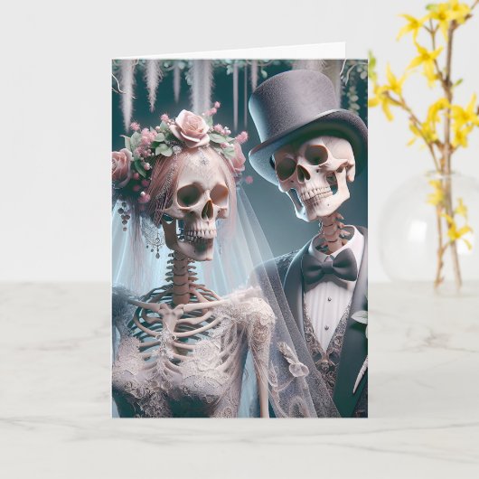 Halloween Wedding Bride and Groom カード (黄色い花)