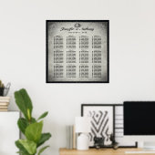 Halloween Wedding Skeletons Gray Seating Chart ポスター (ホームオフィス)
