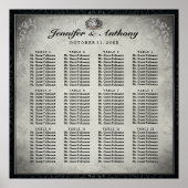 Halloween Wedding Skeletons Gray Seating Chart ポスター (正面)