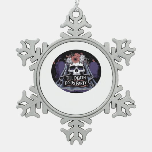 Halloween Wedding Spooky Wedding Halloween Party T スノーフレークピューターオーナメント (正面)