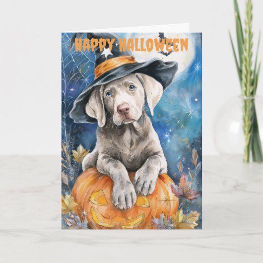 Halloween Weimaraner Dog シーズンカード (正面)