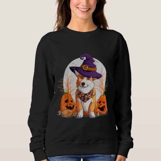 Halloween Welsh Corgi Costume Pumpkin Dog Corgi O スウェットシャツ (正面)