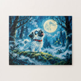Halloween Werewolf Pug Howling at Moon ジグソーパズル
