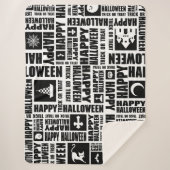 Halloween Whimsical Cool Typography Pattern Black シェルパブランケット (正面)