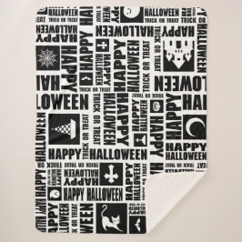 Halloween Whimsical Cool Typography Pattern Black シェルパブランケット