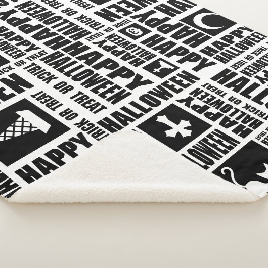Halloween Whimsical Cool Typography Pattern Black シェルパブランケット (3/4)