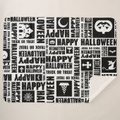 Halloween Whimsical Cool Typography Pattern Black シェルパブランケット (正面(横))