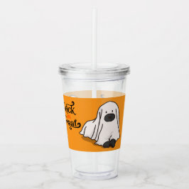 Halloween Whimsical Cute Ghost Dog Orange アクリルタンブラー