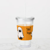 Halloween Whimsical Cute Ghost Dog Orange アクリルタンブラー (右)