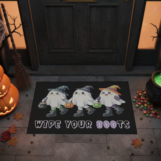 Halloween Wipe Your Boots Ghost Trick or Treating ドアマット (Halloween Wipe Your Boots Ghost Trick or Treating Doormat
)