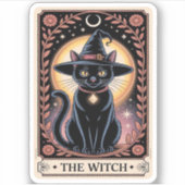 Halloween Witch Aesthetic Cat Lovers Gothic Tarot  シール (正面)