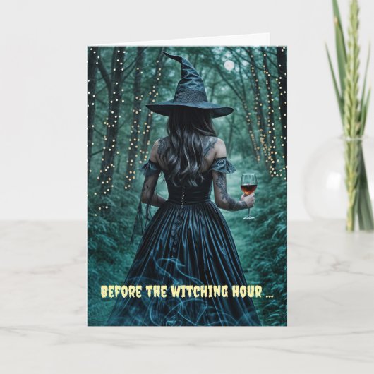 Halloween Witch and Wine in Enchanted Forest  カード (正面)
