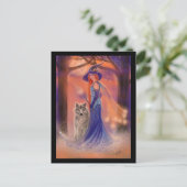 Halloween witch and wolf card by Renee Lavoie ポストカード (スタンド正面)