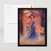 Halloween witch and wolf card by Renee Lavoie ポストカード (正面/裏面)