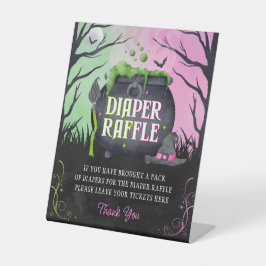Halloween Witch Baby Shower Diaper Raffle Table 台座サイン