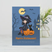 Halloween Witch, Black Cat, Curved Pumpkins Family シーズンカード (スタンド正面)