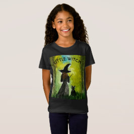 Halloween Witch Black Cat Spooky Watercolor Tシャツ