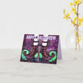 Halloween Witch Boots Personalized Greeting Card カード (黄色い花)