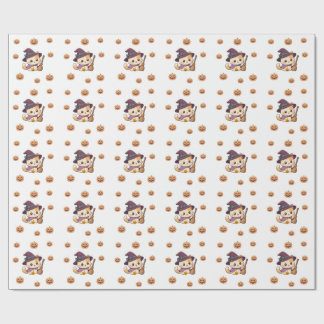 Halloween Witch Cat Pumpkin Pattern ラッピングペーパー