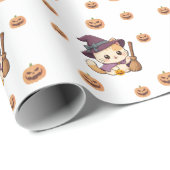 Halloween Witch Cat Pumpkin Pattern ラッピングペーパー (ロールコーナー)