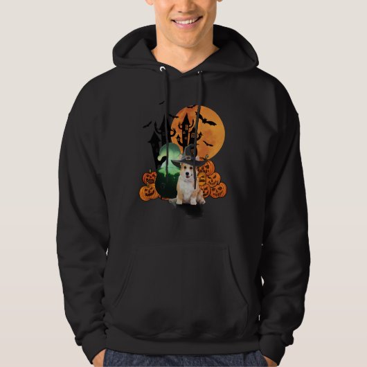 Halloween Witch Corgi Dog パーカ (正面)