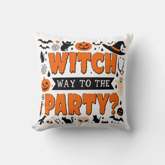 Halloween Witch Decor Throw Cushion クッション (正面)