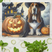 Halloween Witch Dog Kitchen Towels キッチンタオル (折り畳み)