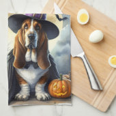 Halloween Witch Dog Kitchen Towels キッチンタオル (四つ折り)